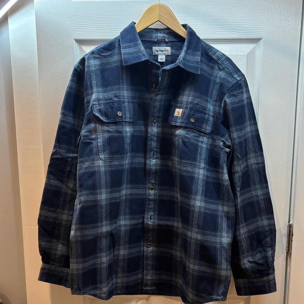 Carhartt Blue Plaid Button-Up Shirt